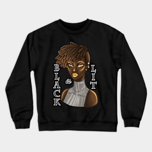 Black is Lit Melanin Woman Dreadlocks Anime Brown Crewneck Sweatshirt